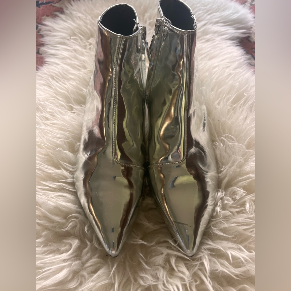 Zara Metallic Silvver Booties size 38
